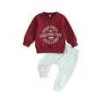 thumbnail image 2 of Toddler Baby Boy Christmas Outfits 6M 12M 18M 24M 3Y Farm Fresh Sweatshirt Tops Elastic Waist Pants Infant Fall Winter Clothes, 2 of 10