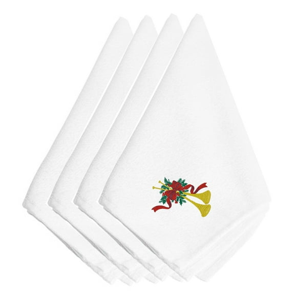 Christmas Horn Embroidered Napkins Set of 4