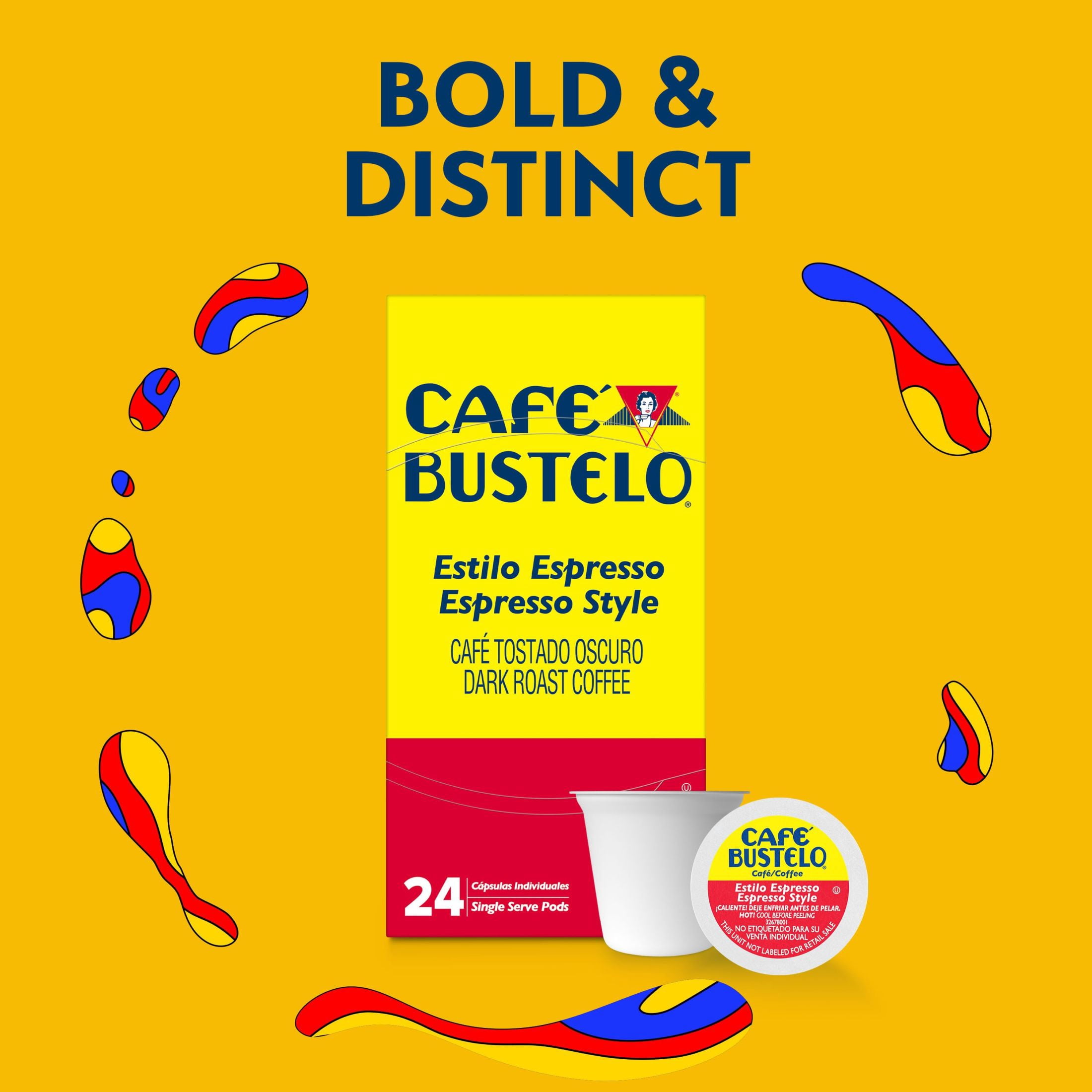 Cafe Bustelo Espresso Style Dark Roast Coffee, Single Serve Pods, 24 Count