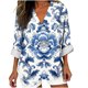 thumbnail image 2 of Xuyuer Women's V-Neck Linen Look Blouse With Long Roll-Up Sleeves And Button Cuff, 2 of 5