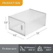 Shoe Storage Boxes 12 Pack Clear Plastic Stackable, White