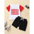 thumbnail image 2 of Toddler Baby Boy 4th of July Outfits Short Sleeve Letter Print Shirt +Star Stripe Shorts Set 2Pcs Summer Clothes, 2 of 8