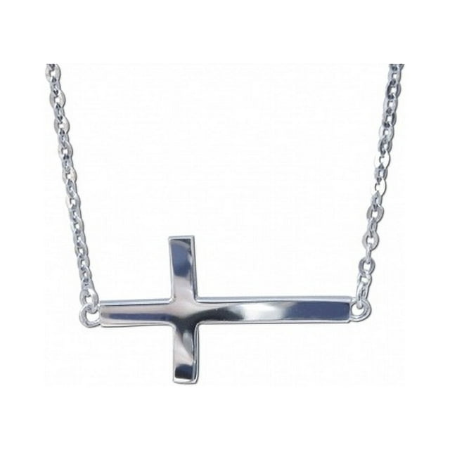 Precious Stars Jewelry 14k White Gold Sideways Cross Necklace