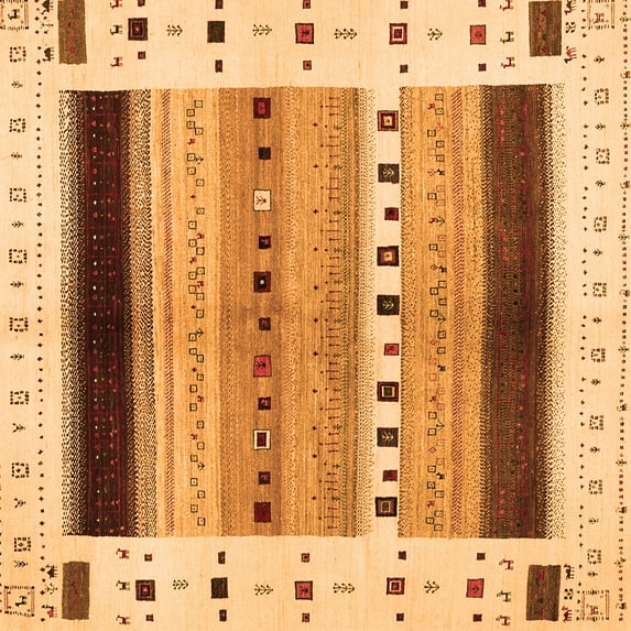 Ahgly Company Indoor Square Solid Orange Modern Area Rugs, 7' Square