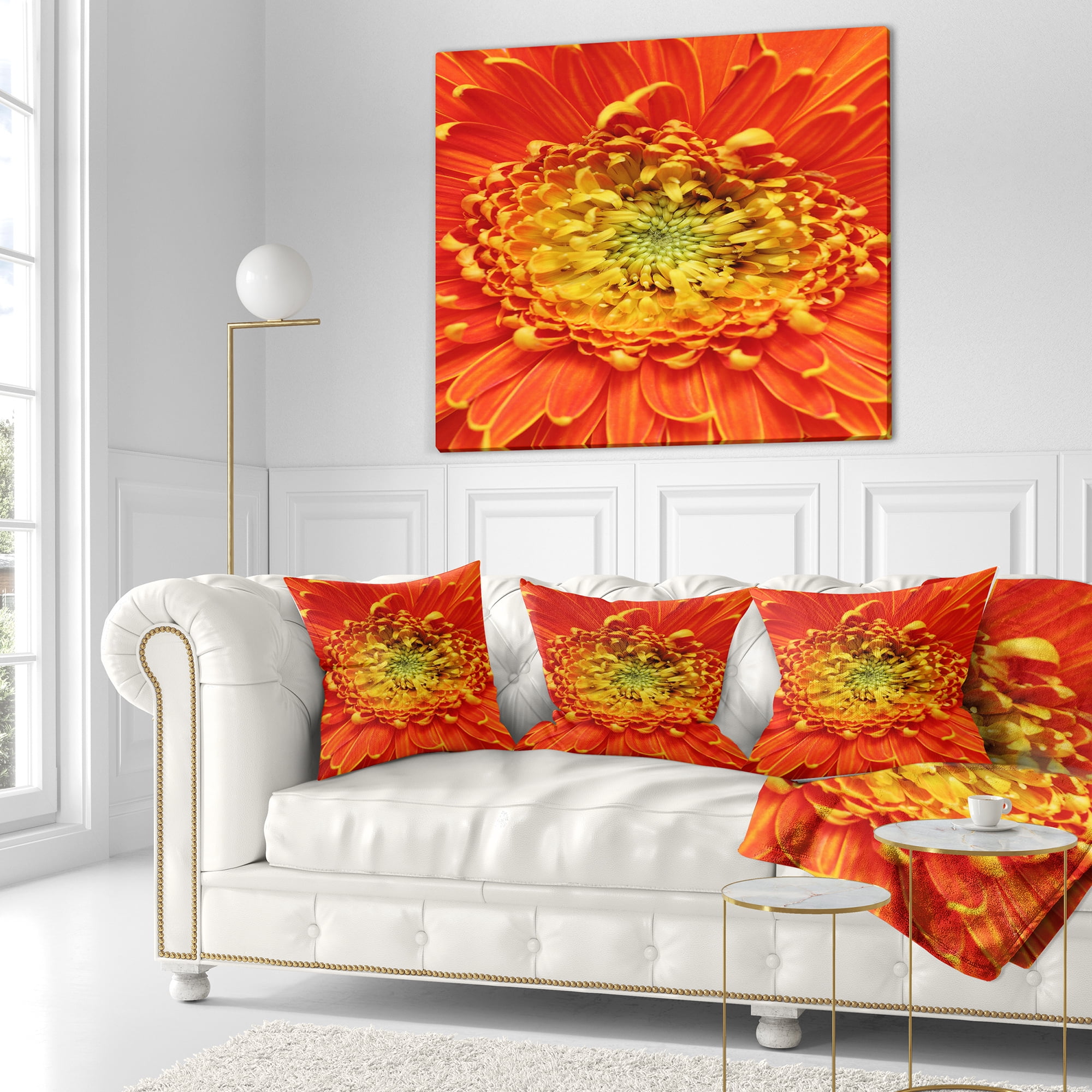 Designart Beautiful Gerbera Flower In Brig - Floral Throw Pillow - 18x18