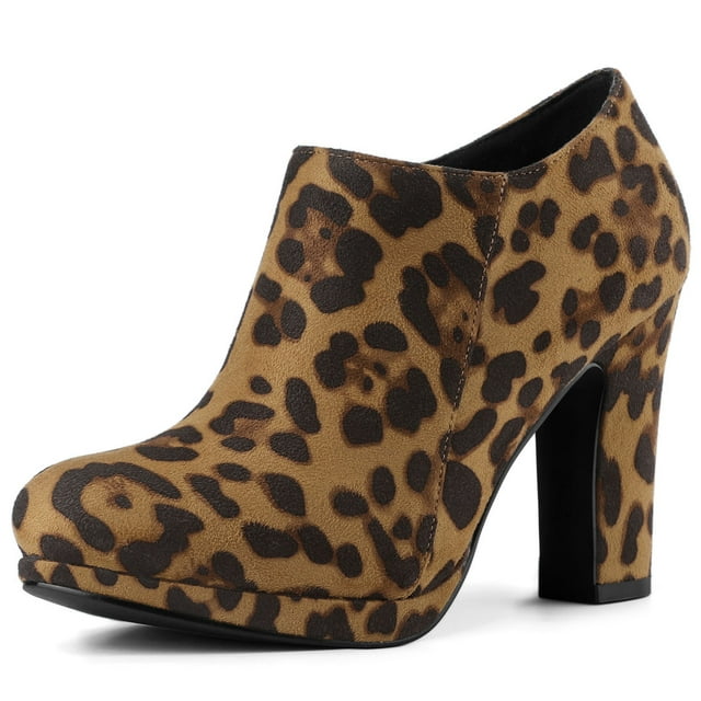 Unique Bargains Women's Solid Color Rounded Toe Block Heel Ankle Booties