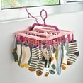 thumbnail image 2 of 32-Clips Side-Mounted Plastic Drying Rack & Organizer for Underwear, Socks - Multifunctional Space-Saving Storage Solution for Home, Dormitory - Export-Quality Indoor Tidy Tool (Milkshake White), 2 of 6