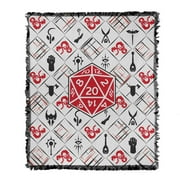 Dungeons & Dragons Blanket, 50'x60' D20 Pattern Woven Tapestry Cotton Blend Fringed Throw