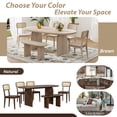 thumbnail image 5 of Euroco 6-Piece Wooden Dining Chairs Set,Modern Kitchen Table Chairs & Bench Set for 6,Natural, 5 of 7