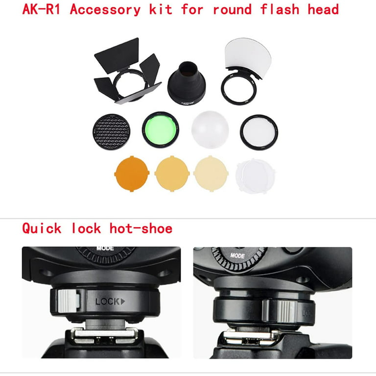 Godox V1-S TTL Round Head Camera Flash Speedlight with Godox AK-R1  Accessories Kit for Sony Camera, 2.4G HSS Speedlite, 2600mAh Li-ion Battery  1.5