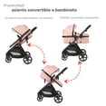 thumbnail image 3 of Carriola con Autoasiento Reversible y Reclinable con bambineto King D'Bebe - Rosa, 3 of 8