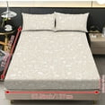 thumbnail image 7 of SEANATIVE King Size Fitted Sheet Set 1 Fitted Bed Sheet with 2 Pillowcases Soft Stretchy Bed Covers Comfortable Decorative Bedding Set with Elastic Edge, Floral Beige, 7 of 7