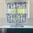 thumbnail image 3 of Kitchen Curtains 24 Inch Short - 3 Panel Set, Seashell Starfish Nautical Print, Rod Pocket Window Curtain for Tropical Beach Farmhouse, Sea Coral Cute Design, Easy Wash, 3 of 6