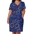 thumbnail image 3 of Red White & Blue fireworks Loose Pocket Dress Aesthetic clothing Cocktail of dresses dresses for womens 2025, 3 of 7