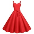 thumbnail image 1 of Hot6sl Économies d'Été Liquidation Robe Sans Manches Col Carré, Mode Femmes Robe d'Été Col Carré Imprimé Robe à Bretelles Sans Manches, Robe Polyester Femmes/rouge, m, 1 of 6
