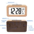 thumbnail image 3 of Bienvenido Reloj despertador digital de madera de fácil configuración con temperatura, fecha, retroiluminación, repetición, para dormitorio, mesita de noche, hogar, oficina, sin tictac, 3 of 5