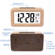 thumbnail image 3 of Reloj despertador digital de madera con fácil configuración, temperatura, fecha, luz de fondo, repetición, silencioso, perfecto para dormitorio, mesita de noche, hogar y oficina, 3 of 5