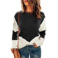 thumbnail image 1 of Pulls en Tricot à Manches Longues Couleur Contrastée Doux Décontracté Confortable pour Automne Hiver Printemps, 1 of 5