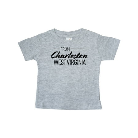 

Inktastic From Charleston West Virginia in Black Distressed Text Gift Baby Boy or Baby Girl T-Shirt