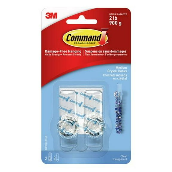 Command Clear Medium Crystal Hooks (Pack of 4)