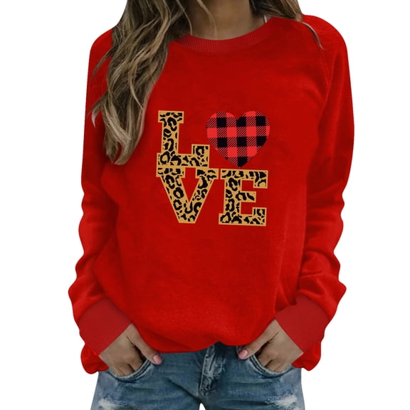 Valentine's Day Women's Print Long-Sleeved Sweatshirt Casual Blouse Pullover