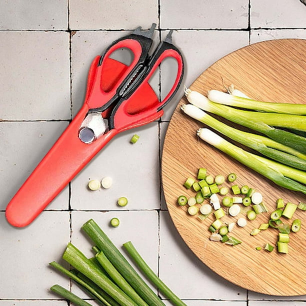 Tijeras de cocina multifuncionales de acero inoxidable | Tijeras resistentes y desmontables para carne, pescado y hierbas | Incluye funda protectora magnética