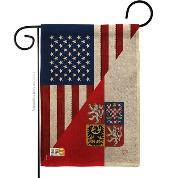 Breeze Decor BD-FS-G-108391-IP-DB-D-US16-BD 13 x 18.5 in. US Czech Friendship Burlap Flags of the World Impressions Decorative Vertical Double Sided Garden Flag