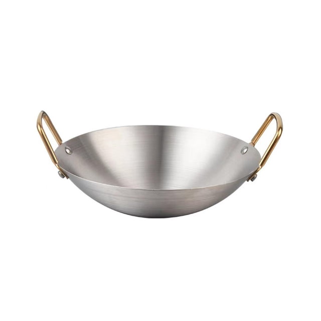 Sartén profunda de acero inoxidable para wok, olla multifuncional para cocinar en restaurantes domésticos, olla seca para cocinar al , guisar y 22 cm