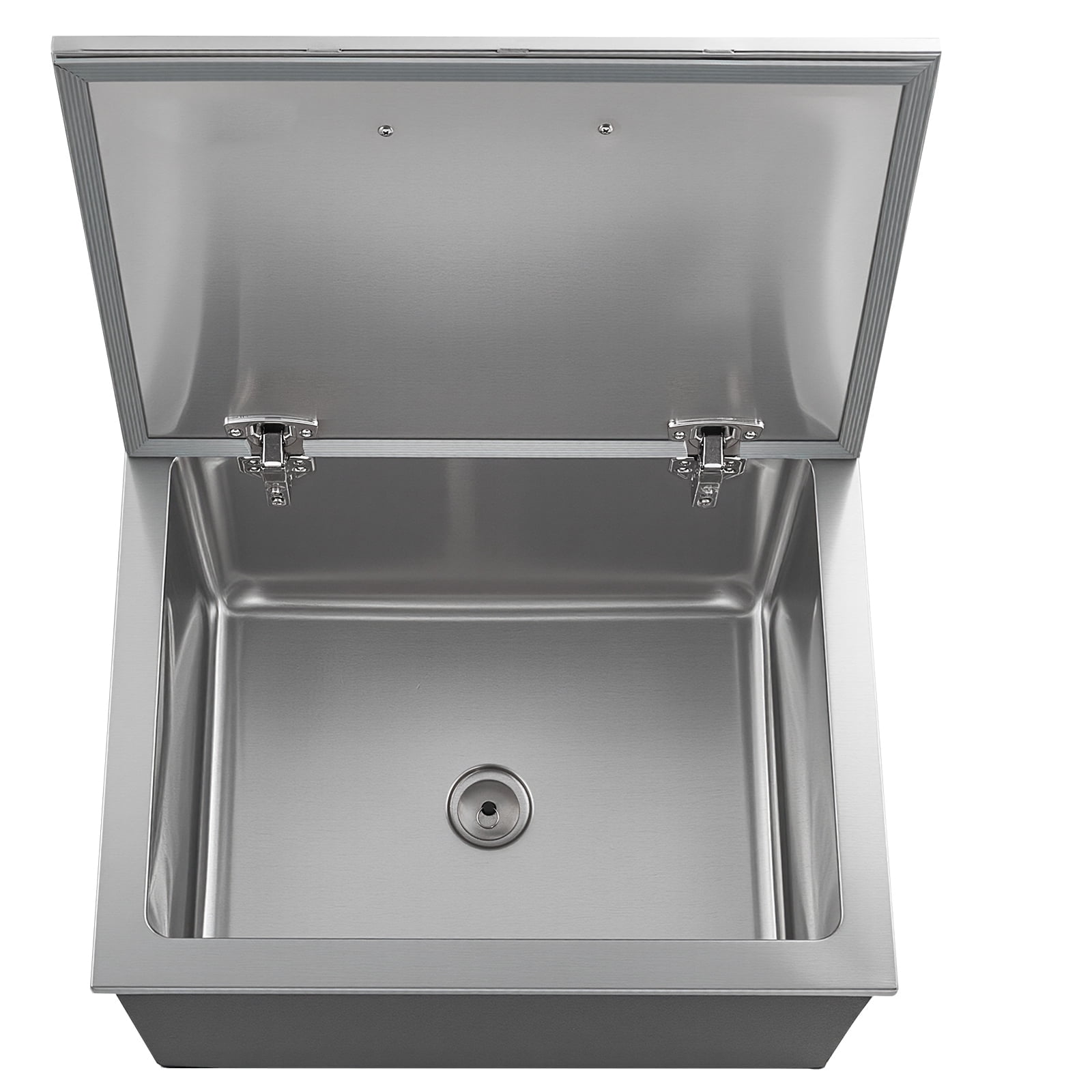 KFFKFF Stainless Steel Drop-in Ice Chest, 28"L x 20"W x 17"H Cooler, 113.7 Quart Capacity with Flip Lid, Ideal for Outdoor Kitchens, Patios, and Bars, Includes Drain Pipe for Chilling Beverages