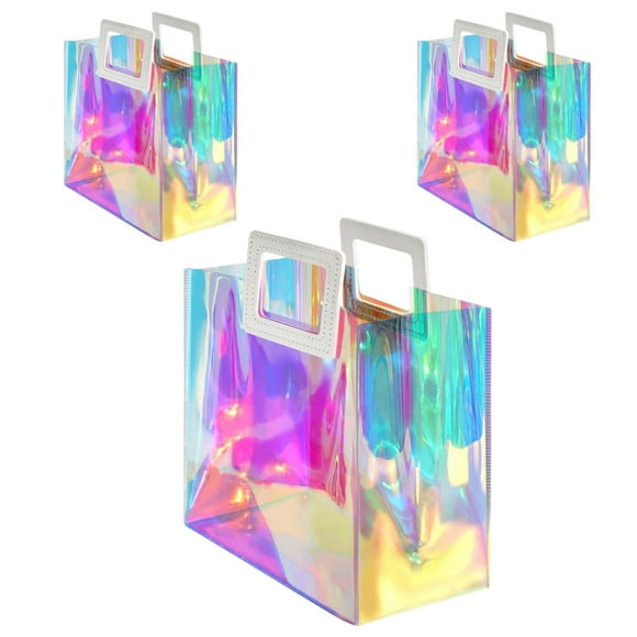Bolsa de regalo VUOJUR holográfica, tamaño mediano, 28 x 25 x 11,3 cm, 3 unidades