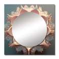 thumbnail image 2 of Designart "Exquisite Blush Gold Lotus Floral Mandala II" Boho Mandala Square Mirror For Wall Decor - Large Pink Square Printed Wall Mirror Art - Wall Mounted Square Large Mirror, 2 of 5
