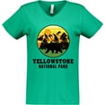 thumbnail image 3 of Inktastic Yellowstone National Park with Bear Mountains and Trees Cricle Women's V-Neck T-Shirt, 3 of 5