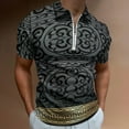 thumbnail image 2 of Greek Key Ornate Black & Gold Men Zipper T-shirt Summer Casual Short Sleeve T-shirt Top, 2 of 7