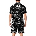 thumbnail image 4 of GrmtClth Halloween Pajamas for Men Short Sleeve Satin Finish Button Down Pumpkin Pattern Two-Piece Summer Loungewear Sleep Pjs Set with Pockets Black 4XL, 4 of 4