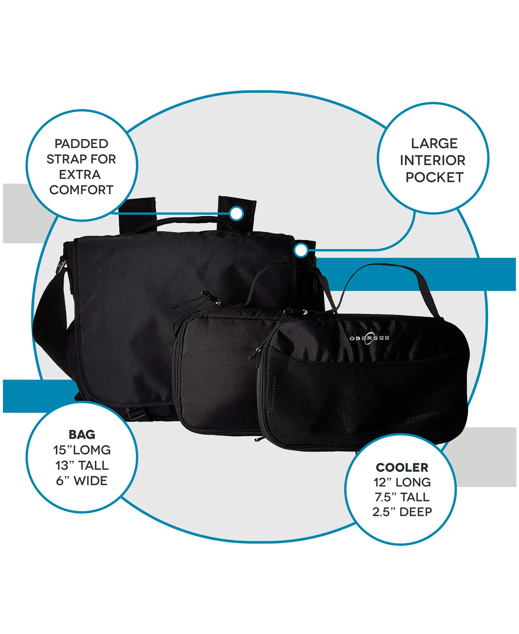 Obersee Madrid Convertible Diaper Backpack Messenger Bag-Color:Black/Purple - image 3 of 11