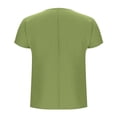 thumbnail image 5 of Hot days, bold styles Olyvenn Womens Linen Shirts 2025 Summer Casual Button Down Lapel V Neck Roll Up Short Sleeve Tops Comfy Trendy Business Work Blouse Green XXL, 5 of 6