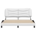 thumbnail image 2 of vidaXL Bed Frame with Headboard White 152x203 cm Faux Leather, 2 of 5