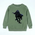 thumbnail image 2 of Wuxian Toddler Baby Boy Girl Sweatshirts Cotton Long Sleeve Crewneck Cartoon Animals Dinosaur Printed Pullover Toddler Kids Winter Warm Shirt Base Sport Top,Green,2-3 Years, 2 of 9