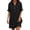 Black, variant on Shirt Dresses for Women Short Sleeve V Neck Solid Color Sundresses Summer Vacation Mini Dresses, S-2XL