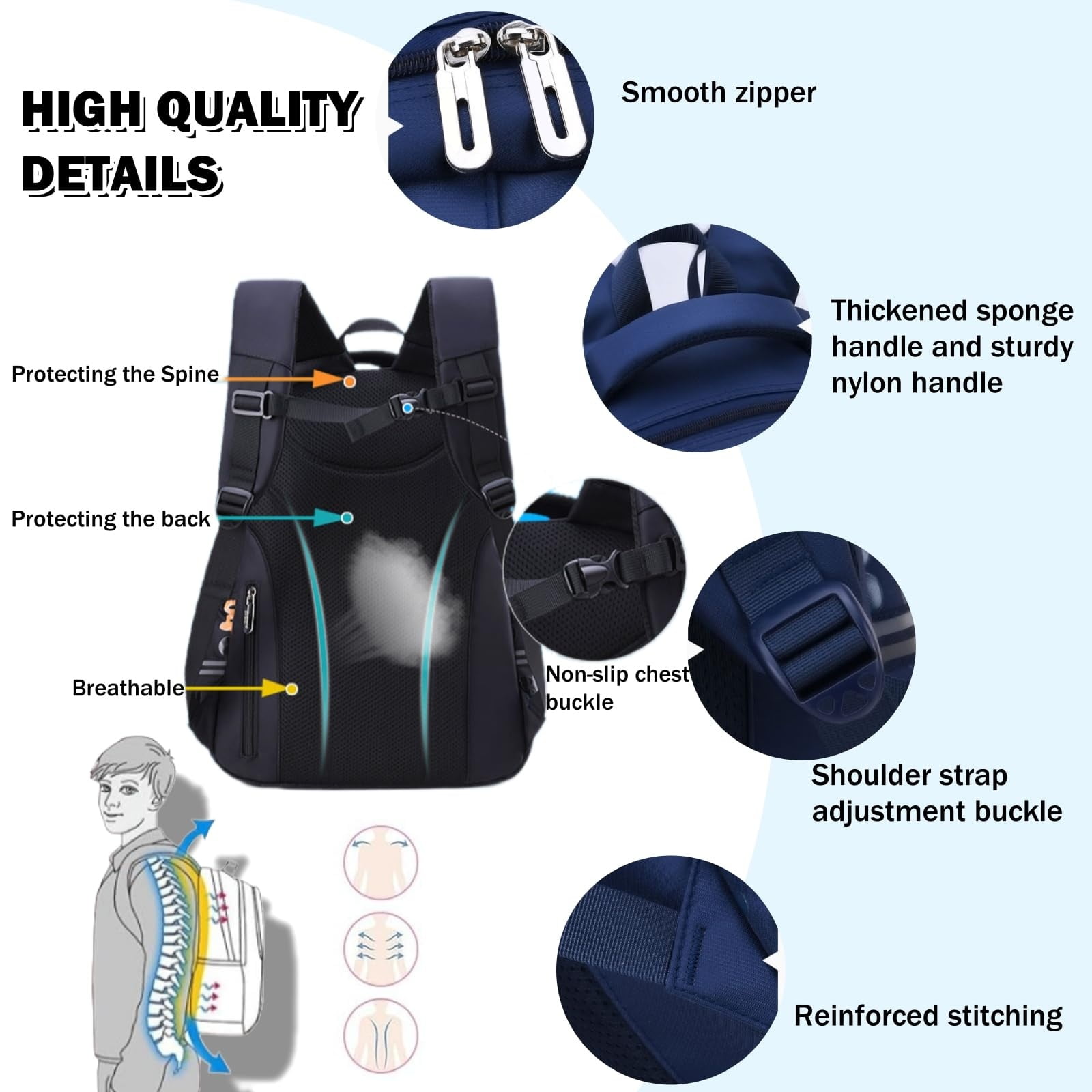 Gmdisc School Backpack for Boys Kids, Printed Lightweight School Bag Large Durable School Bookbags
