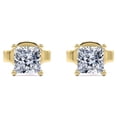 thumbnail image 1 of JeenMata Pendientes Tipo Botón Solitario con 4 Puntas y Diamante de Talla Princesa de 0,38 Quilates, Chapado en Oro Amarillo de 18 K sobre Plata, 1 of 3
