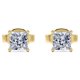 thumbnail image 1 of JeenMata Pendientes Tipo Botón Solitario con 4 Puntas y Diamante de Talla Princesa de 0,38 Quilates, Chapado en Oro Amarillo de 18 K sobre Plata, 1 of 3