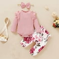 thumbnail image 2 of Enjoytime 3-18 Months Newborn Girl Clothes Long Sleeve Cute Flower Printed onesies and Pants with Hairband Newborn Jumpsuits Rompers Bodysuit Baby Clothes, 2 of 7