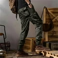 thumbnail image 4 of Men's Straight-Leg Outdoor Work Pants with Functional Design, Multi-Pocket Utility & Adjustable Cuffs for Casual Wear, Hiking, and Tactical Style (Durable & Comfortable),Army Green L, 4 of 4