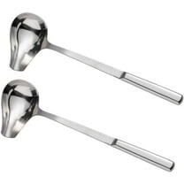 Soro Essentials -Set of 2- Stainless Steel 2 oz. Ladle with Pour Spout and Hollow Handle- Elegant Design for Kitchen Banquet Buffet Party Mirror Polished
