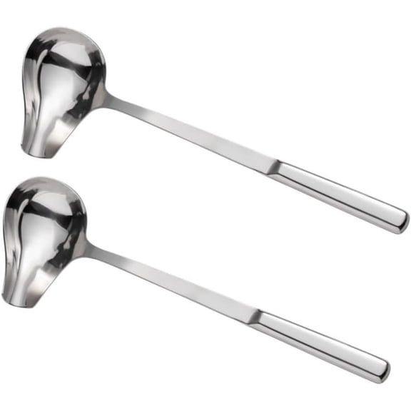 Soro Essentials -Set of 2- Stainless Steel 2 oz. Ladle with Pour Spout and Hollow Handle- Elegant Design for Kitchen Banquet Buffet Party Mirror Polished