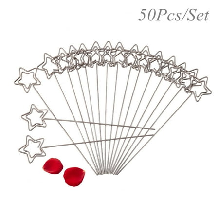 Wire Paper Clip Memo Holder HERCHR Memo Clip Holder, 50 x Silver Metal Wires Photo Card Picture Memo Paper Note Display Clip Holders (Star Shape) ()