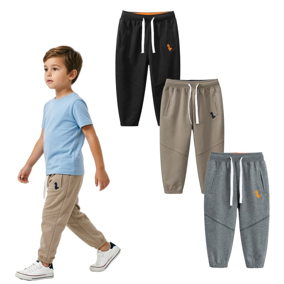 HuaAngel Boys Athletic Sweatpants Cotton with Drawstring Pockets Kids Casual Pants 3 Pack Sizes 2-8