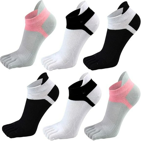 Women Toe Socks 5 Finger Cotton Wicking Athletic 6 pack