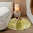 thumbnail image 3 of Yellow Large Round Rug 8 FT, Non Slip Living Room Area Carpet, Retro Oil Painting Modern Abstract Art Aesthetics Washable Soft Circle Rug Non-Shedding Floor Carpet for Bedroom Office Dining Room, 3 of 9